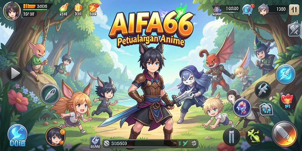 Screenshot AIFA66 menampilkan pertarungan karakter anime yang seru.