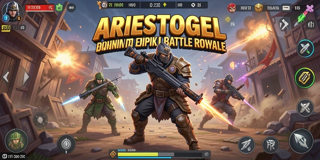 Screenshot gameplay ARIESTOGEL yang menampilkan aksi pertempuran intens.