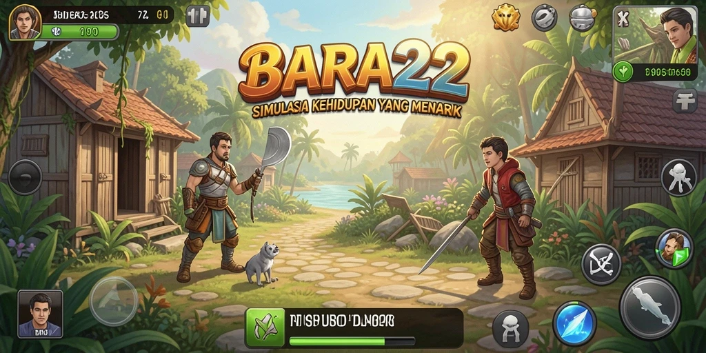 Screenshot BARA22 menampilkan karakter dalam aksi simulasi kehidupan.