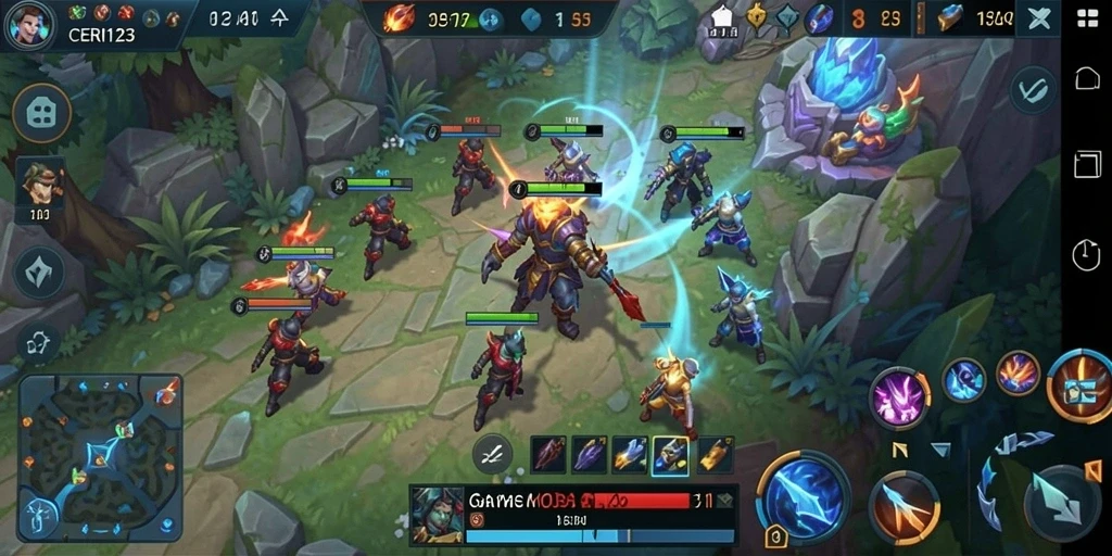 Tangkapan layar CERI123 menampilkan aksi intens di arena MOBA.