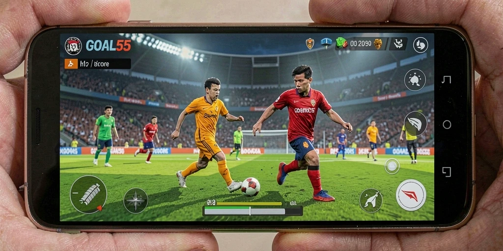Tampilan menyerupai pertandingan sepak bola yang nyata di GOAL55.