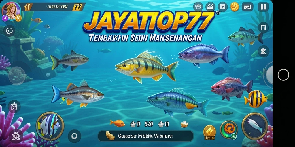 Tampilan gameplay seru JAYATOP77 dengan aksi menembak ikan.