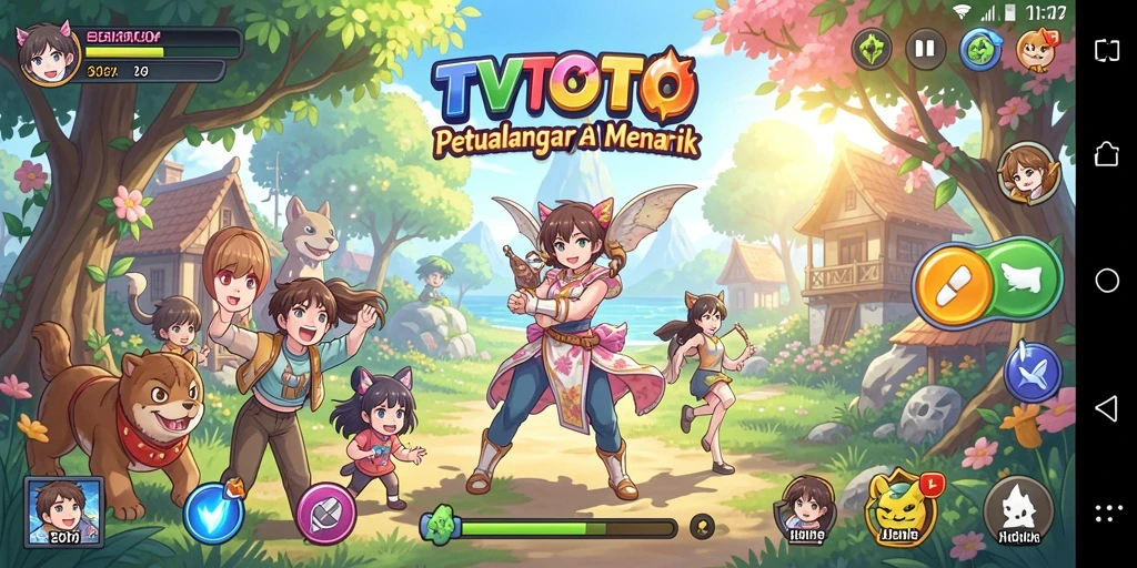 Tangkapan layar gameplay TVTOTO menampilkan aksi pertarungan karakter Anime.